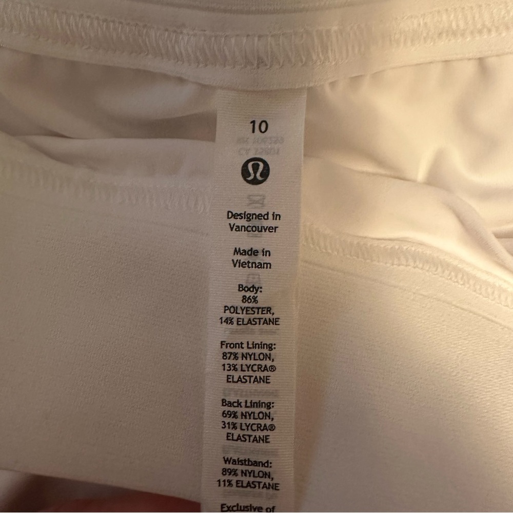 NWOT Lululemon Court Revival Hi-Rise HR White Skort 10‎ - Picture 3 of 4